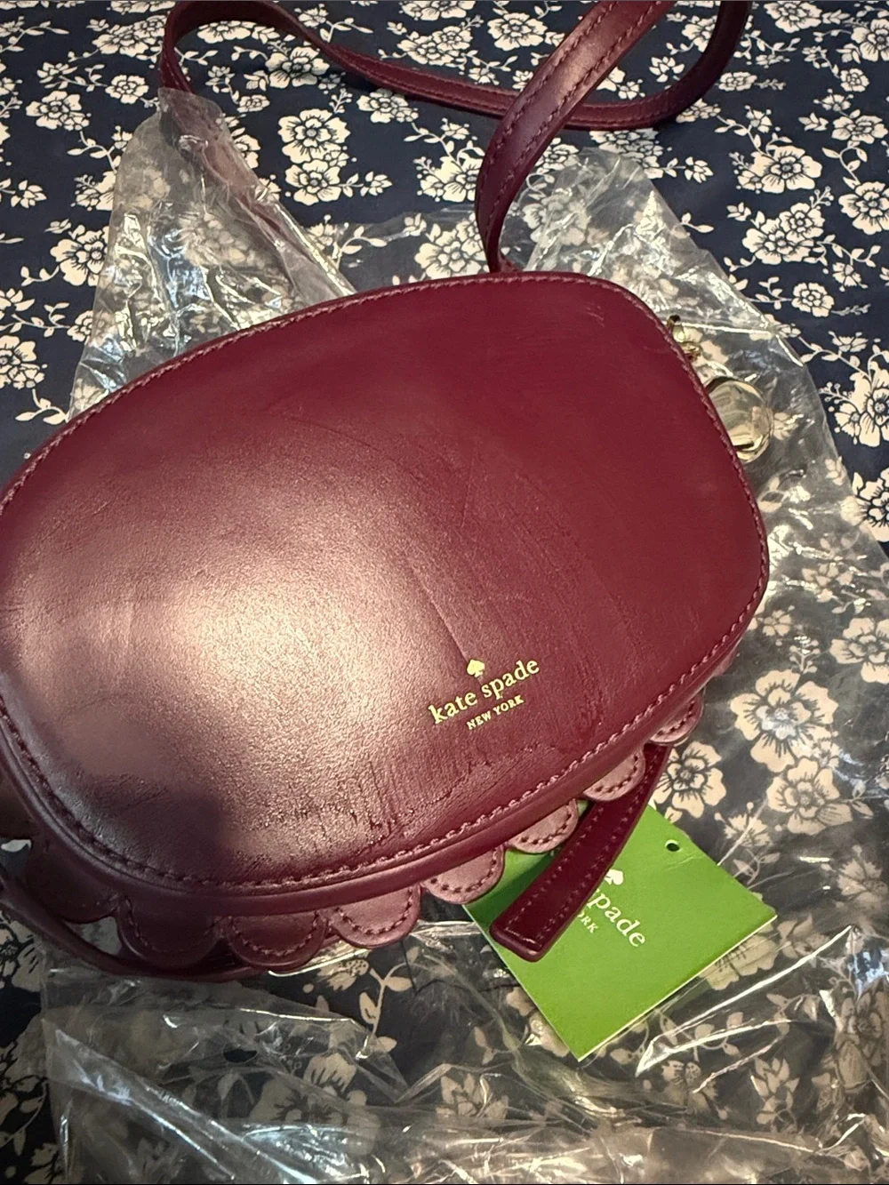 kate spade pink and burgundy floral medallion crossbody